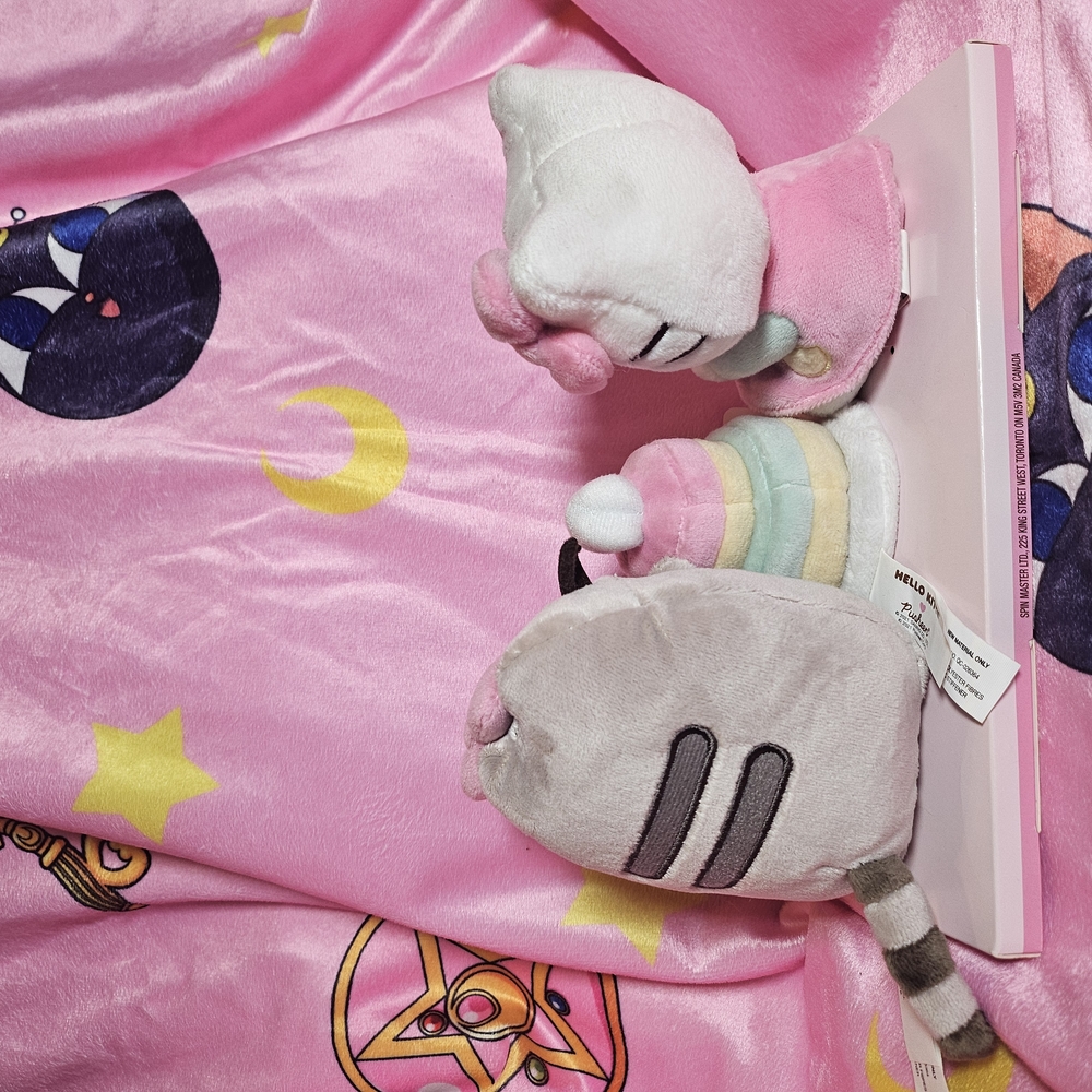 Hello Kitty and Pusheen Plush Toy Set - Pink, Gray, White - Picture 2 of 3